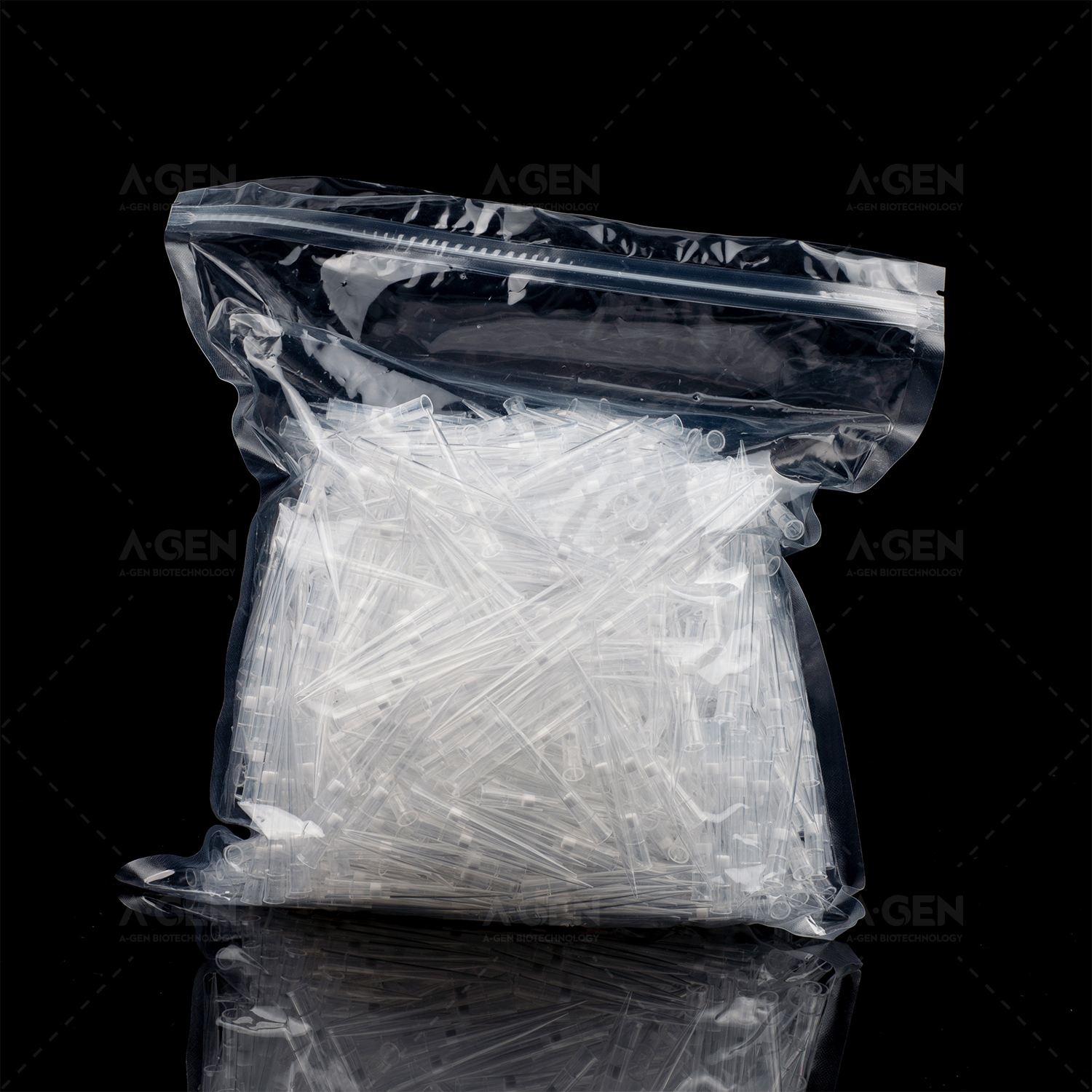 10-1250μL Filtered Transparent Disposable Pipette Tips in Bulk Packing 1000pcs/bag