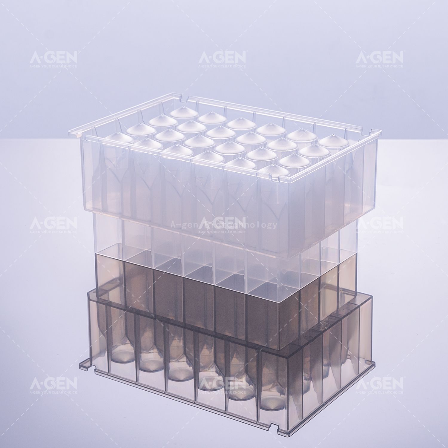 Polypropylene, 24 Square Deep Well Plate(V- Bottom with Two Levels)